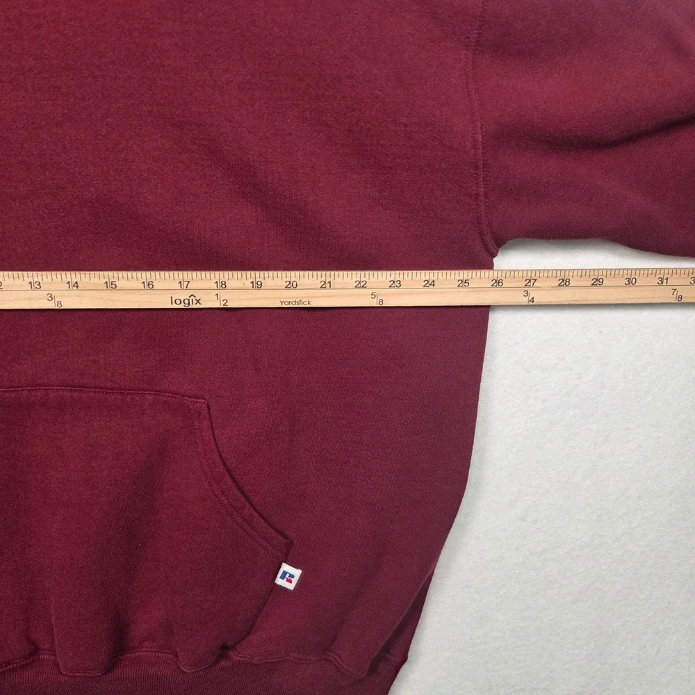 Vintage Russell Athletic Hoodie Mens XXL Maroon Pullover Fleece Blank Sweatshirt